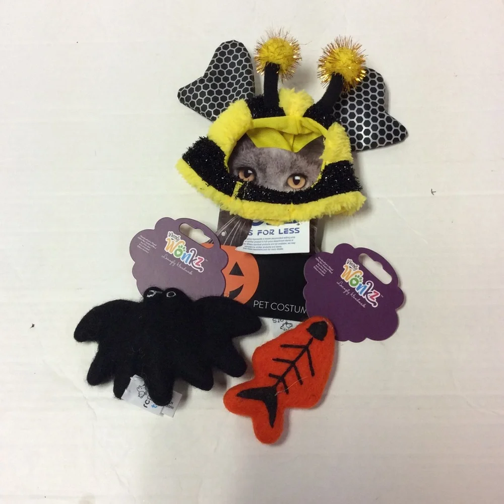 Cat Halloween Bee Hat Wooly Wonkz Cat Toys